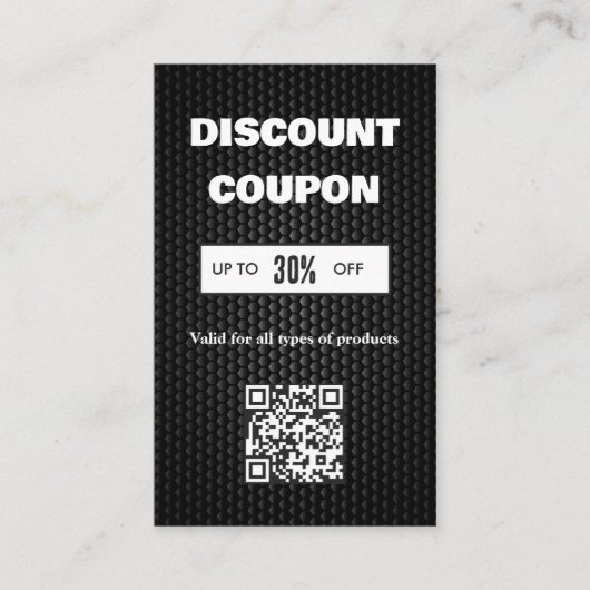 Minimalistische QR-Code-Diskontkarte Visitenkarte (Vorderseite)