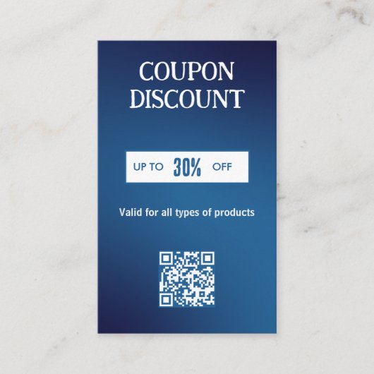 Minimalistische QR-Code-Diskontkarte Visitenkarte (Vorderseite)