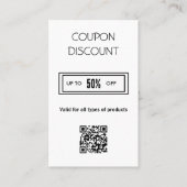 Minimalistische QR-Code-Diskontkarte Visitenkarte (Vorderseite)