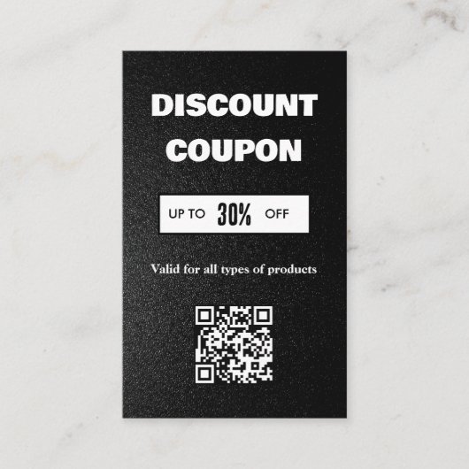 Minimalistische QR-Code-Diskontkarte Visitenkarte (Vorderseite)
