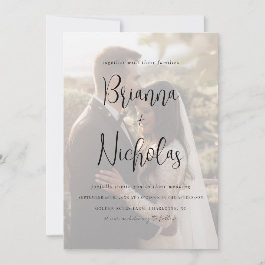 Minimalistische QR-Code-Foto-Hochzeit Einladung (Vorderseite)