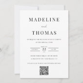 Minimalistische QR Code Foto Hochzeit Einladung (Vorderseite)