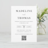 Minimalistische QR Code Foto Hochzeit Einladung (Stehend Vorderseite)