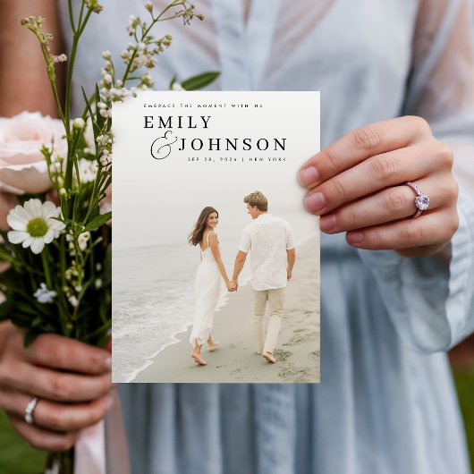 Minimalistische QR Code Foto Hochzeit Einladung