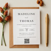 Minimalistische QR Code Foto Hochzeit Einladung