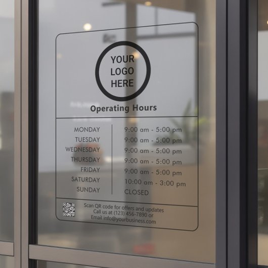 Minimalistische QR-Code-Geschäftsöffnungszeiten Fensteraufkleber