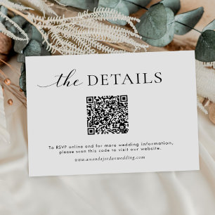 Minimalistische QR-Code-Hochzeitswebsite-Detailkar Dankeskarte