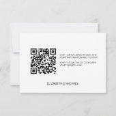 Minimalistische QR-Code Hochzeitswebsite Sitzplätz RSVP Karte (Rückseite)