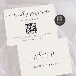 Minimalistische QR-Code-Kalligrafie-RSVP-Karte RSVP Karte