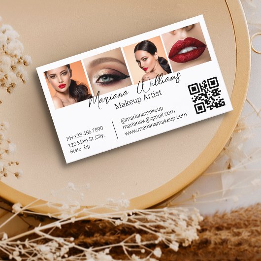 Minimalistische QR-Code-Make-up-Künstler 4 Fotos C Visitenkarte