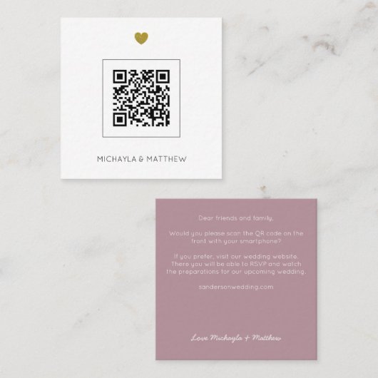 Minimalistische QR Code Rose Einladung (Vorne/Hinten)