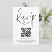 Minimalistische QR-Code-Skript-Hochzeitkarte für R Einladung (Stehend Vorderseite)