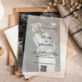 Minimalistische Qr-Hochzeit Pergament Einladungen