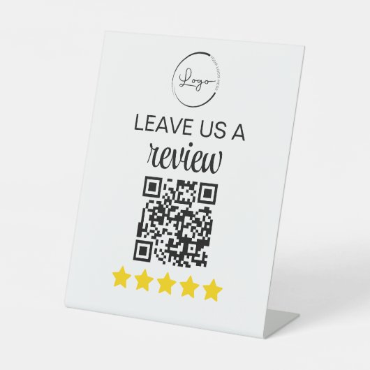 Minimalistische QR Verlasse uns ein Review-Geschäf Sockelschild (Vorderseite)