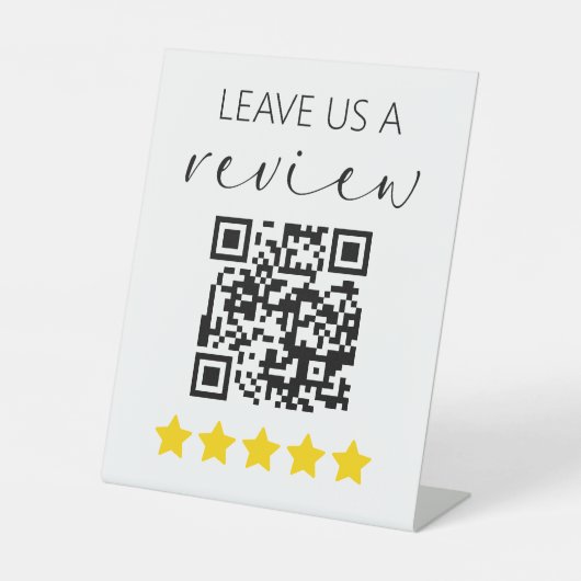 Minimalistische QR Verlasse uns ein Review-Geschäf Sockelschild (Vorderseite)