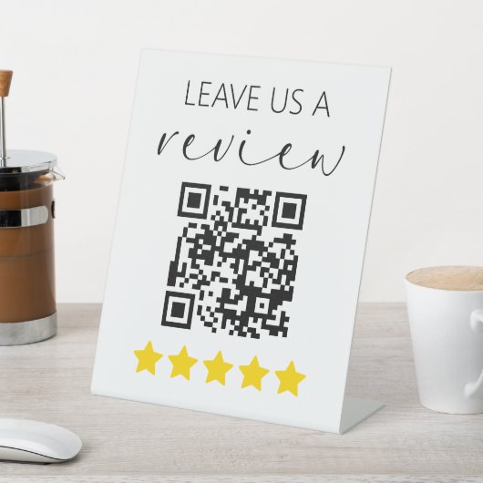 Minimalistische QR Verlasse uns ein Review-Geschäf Sockelschild (In SItu)