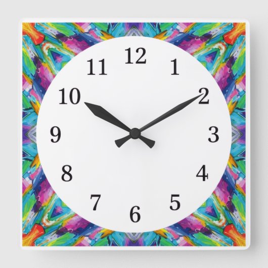 Minimalistische quadratische Wall-Uhr nur mit Zahl Quadratische Wanduhr (Vorderseite)