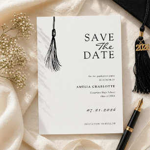 Minimalistische Quasten-Abschlussfeier Save The Date
