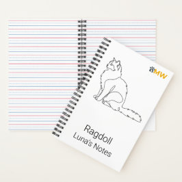 Minimalistische Ragdoll-Katze Personalisierter Nam Notizblock