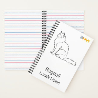 Minimalistische Ragdoll-Katze Personalisierter Nam Notizblock