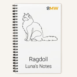 Minimalistische Ragdoll-Katze Personalisierter Nam Notizblock