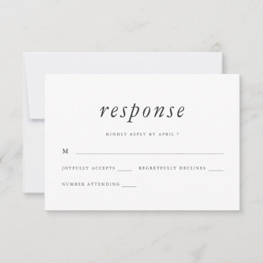 Minimalistische Reaktion auf Grün und Weiß bei Hoc RSVP Karte (Vorderseite)