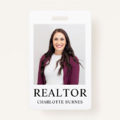 Minimalistische Realtor Foto Abzeichen ID Card Ausweis (Vorderseite)