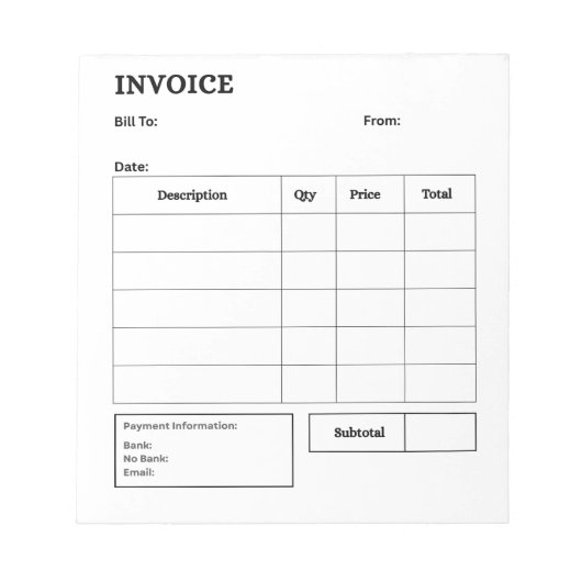 Minimalistische Rechnung Notizblock (Vorderseite)