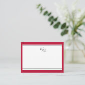 Minimalistische Red Border Monogram Note Card Hinweiskarte (Stehend Vorderseite)