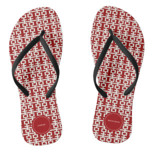 Minimalistische Red Double Happiness Chinesische H Badesandalen