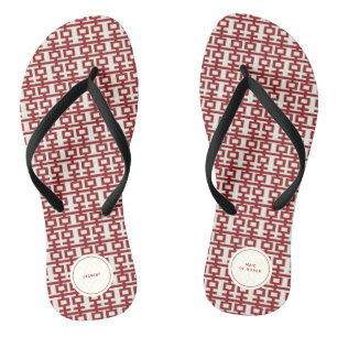 Minimalistische Red Double Happiness Chinesische H Badesandalen