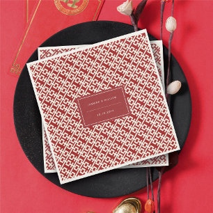 Minimalistische Red Double Happiness Chinesische H Serviette