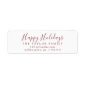 Minimalistische Red Happy Holidays Rücksendeadress (Vorne)