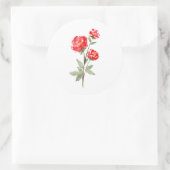 Minimalistische Red Watercolor-Rose Runder Aufkleber (Tasche)