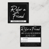 Minimalistische Referenzkarte | Modernes Schwarz u Empfehlungskarte (Vorne/Hinten)