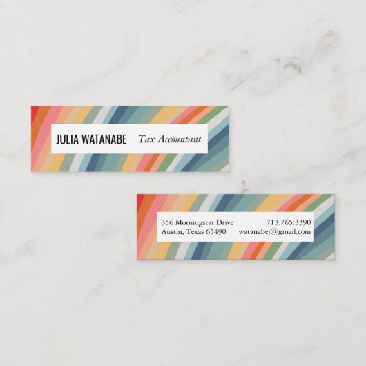 Minimalistische Regenbogenstreifen handgefertigt Mini Visitenkarte (Vorne/Hinten)