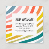 Minimalistische Regenbogenstreifen handgefertigt Quadratische Visitenkarte (Rückseite)