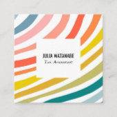 Minimalistische Regenbogenstreifen handgefertigt Quadratische Visitenkarte (Vorderseite)