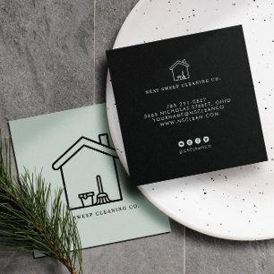 Minimalistische Reinigungsdienst QR CODE Branding  Quadratische Visitenkarte