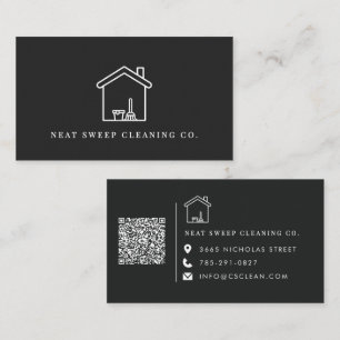 Minimalistische Reinigungsdienst QR-Code Branding Visitenkarte