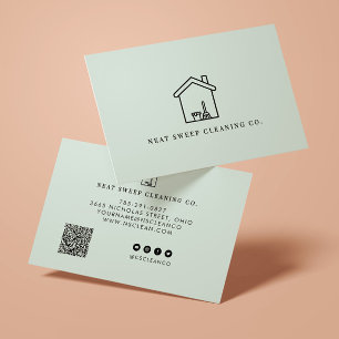 Minimalistische Reinigungsdienst QR CODE Branding  Visitenkarte