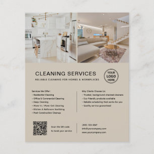Minimalistische Reinigungsdienstleistungen Beige Q Flyer
