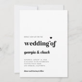Minimalistische Retro Black & White Monogram Weddi Einladung (Vorderseite)