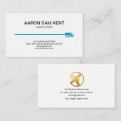 Minimalistische Retro Blue Truck Line Logistik Visitenkarte (Vorne/Hinten)