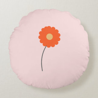 Minimalistische Retro-Blumen-Rundkissen Rundes Kissen