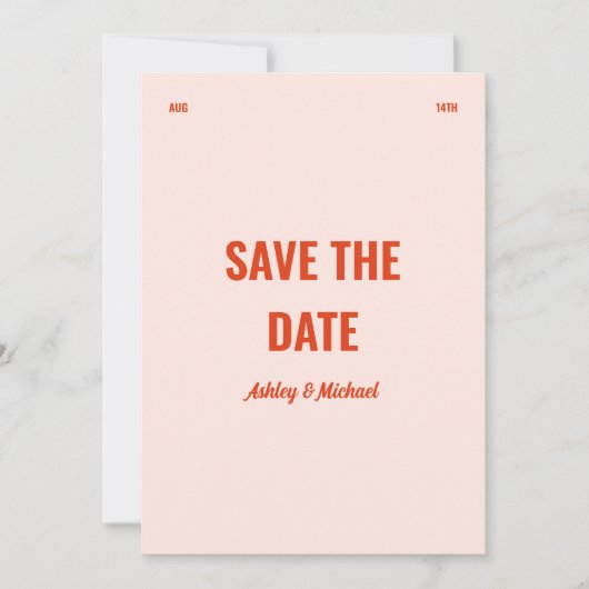 Minimalistische Retro-farbige Hochzeit Save The Date (Vorderseite)