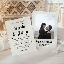 Minimalistische Retro-Foto-Hochzeitseinladung