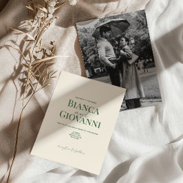 Minimalistische Retro-Grüne Typografie-Hochzeit Einladung