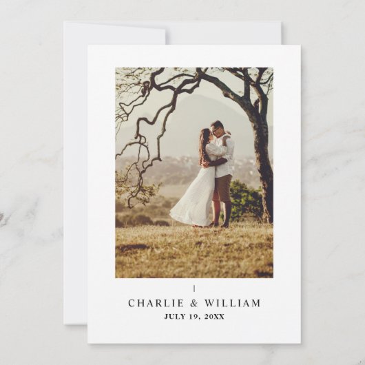 Minimalistische Retro-Hochzeit Save The Date (Rückseite)