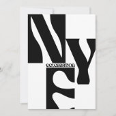 Minimalistische Retro-Neujahrs in Schwarzweiß Einladung (Vorderseite)